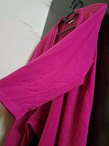 Pink Open Front Cardigan