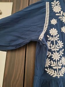 Blue Colored Chikankari Dress