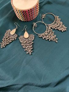 Boho Silver Drop Earrings