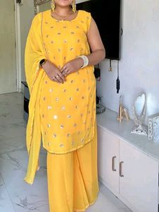Yellow Embroidered Kurta Set at 280/-