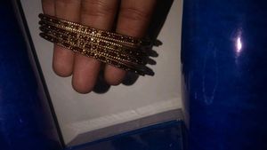 Set of 4 Gold &amp; Red Bangles
