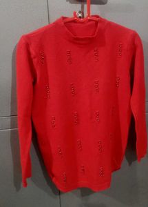 Red Embellished Sweater