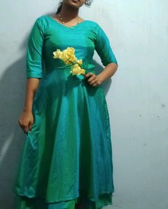 Peacock 🦚 Blue Double Layered Flair Dress