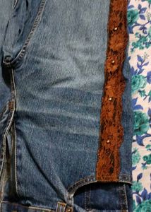 Lace Trim Flare Jeans