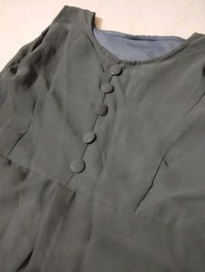 Ladies Solid Georgette Frontslit Kurta (Gray)