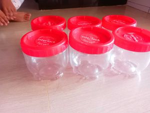 6 New Air Tight Plastic Tranfernt Containers