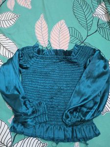 Teal Smocked Top