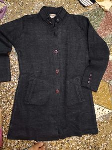 Minimalist Charcoal Gray Button-Up Coat