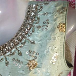 New Elegant Mint Green Embellished Dress