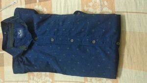 Navy Blue Casual Button-Down Shirt