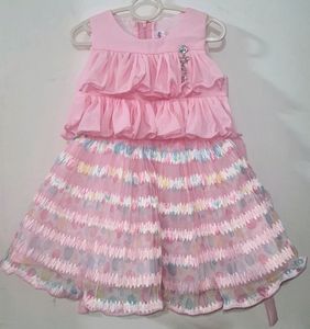 Girls Party Wear Frok Pink