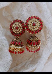 Red Jhumka Earrings
