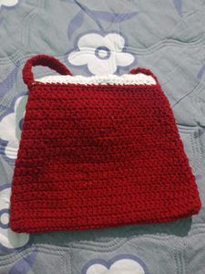 Crochet Bow Purse - Red and White