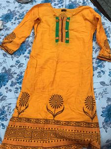 Orange Cotton Kurta
