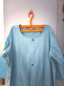 Light Blue Striped Kurta Pant Set