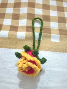 Crochet Rose Flower Bag Charm Keychain