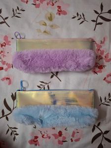 Blue and Purple Fur Pouches - Pack Of 2