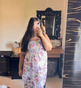 White Floral Tube Dress