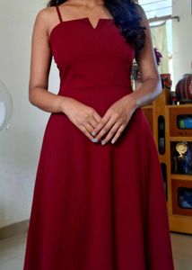 A-Line MIDI Maroon Dress