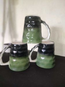 Green Ceramic Mugs (Set of 4)