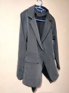 Grey Blazer With Stylish Back Slit