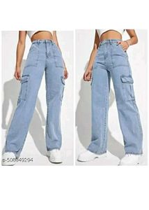 blue 6 pockets  Cargo jeans for women