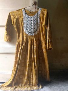 Elegant Mustard Embroidered Kurta