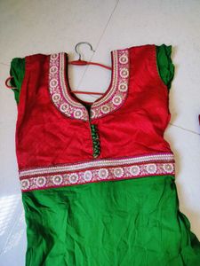 Red &amp; Green Ethnic anarkali Dress