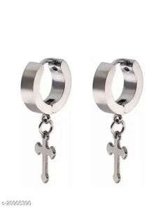 Cross Dangle Hoop Earrings