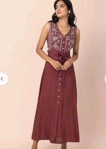 Indya A Line V Neck Kurta Cum Dress