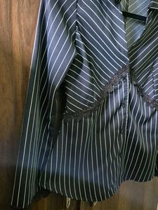 Striped Blouse with Lace Detail