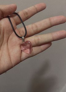 Pink Heart Pendant With Black Necklace ✨