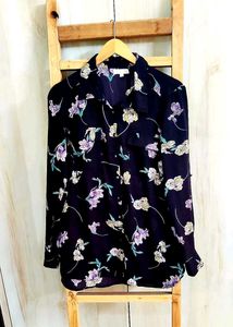 Black Floral Design Shirt Size-38