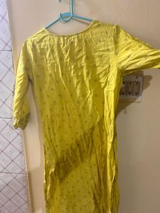 Yellow Embroidered Kurta and T-shirt