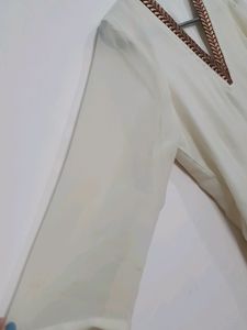 Cream Colour Full Length Chiffon Gown