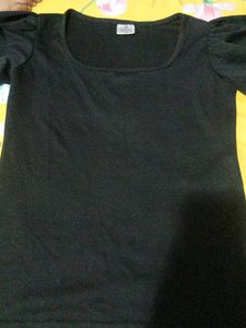 Black Puff Sleeve Top