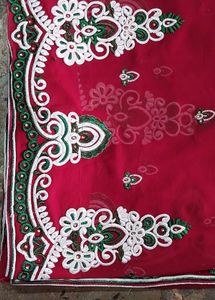 Elegant Red Embroidery Saree
