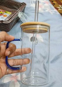 Glass Cup with Straw