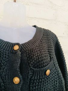 Y2k Golden Button Black Cardigan