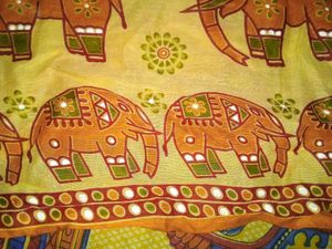 Womens Cotton Yellow Elephant Printed Saree