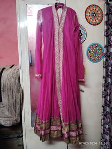Pink Anarkali Suit Chudidar And Dupatta