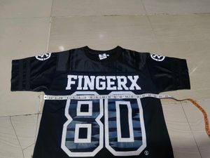 Fingerhawk black and white Fingercrox jersey