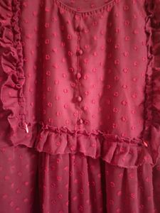 Georgette Feeding Dress. Maroon Colour