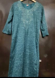 Sea Green Winter Kurta Plazo Set For 42 Bust
