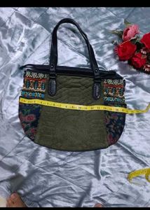 Desigual Quilted Floral Embroidered Handbag