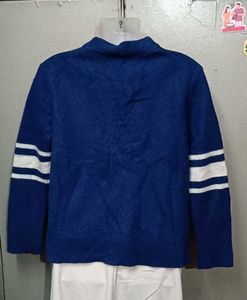 Korean Unisex Blue StripedCardigan Sweater.