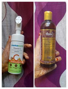 combo of Mamaearth Vitamin C Facewash And St Botanica Pure Castor Oil