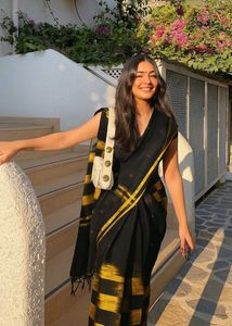 🌷✨Combo 4 Elegant Black & Orange Printed Saree