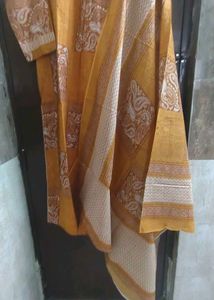 New Unused PureCotton Vneck Mughal Print Suit