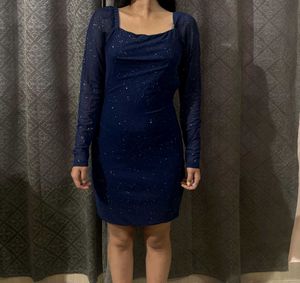 Navy blue sequin mini bodycon dress